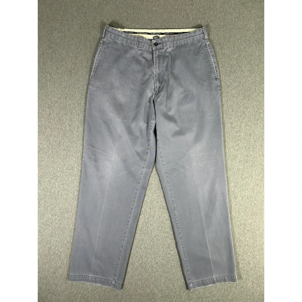 Polo Ralph Lauren Chino Pants Mens 35x32 Gray Cotton Flat Front Straight
